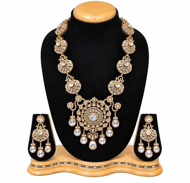 Regal Crystal Cascade Necklace Set