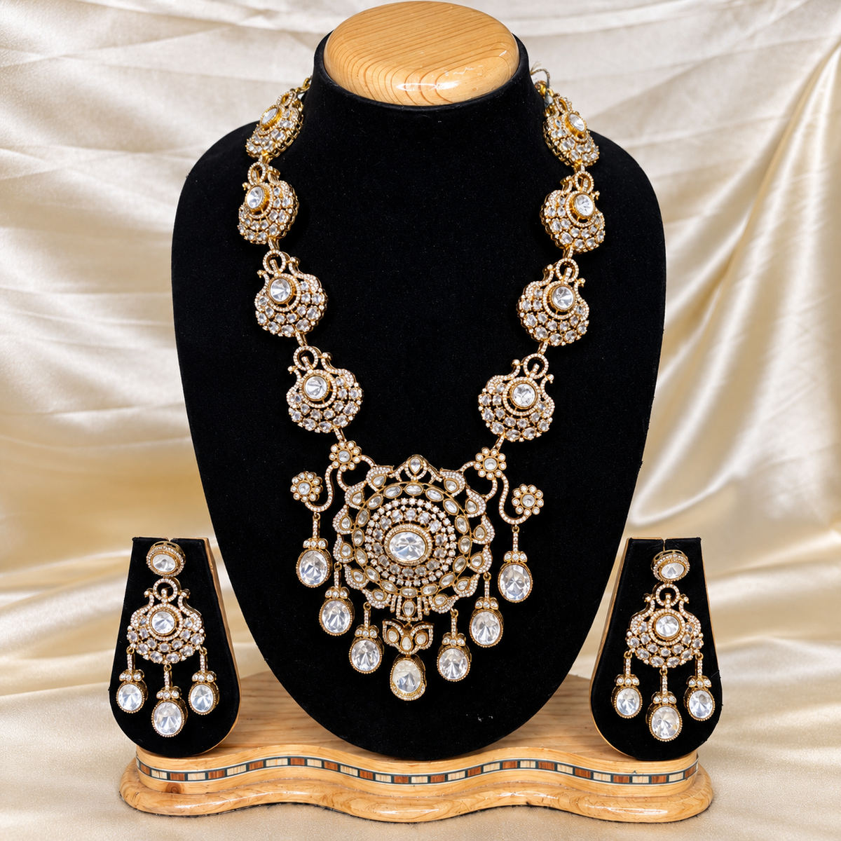 Regal Crystal Cascade Necklace Set