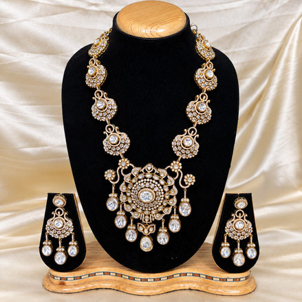 Regal Crystal Cascade Necklace Set