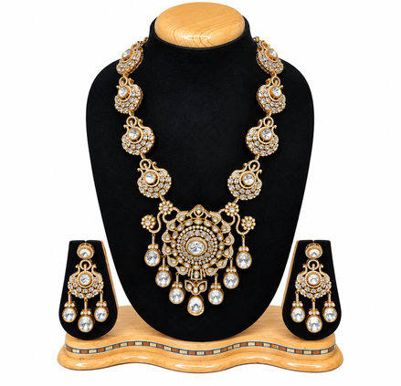 Regal Crystal Cascade Necklace Set