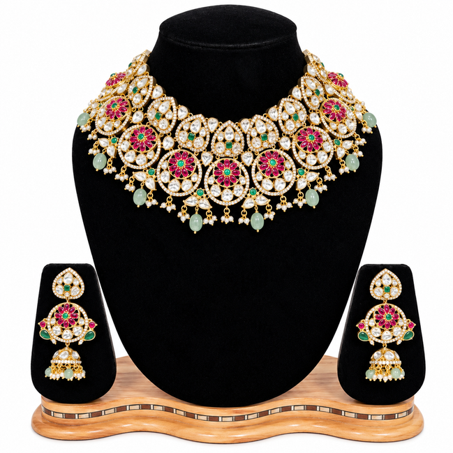 Gulbahar Meenakari Kundan Necklace Set