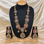 Rajwadi Meenakari Lotus Necklace Set