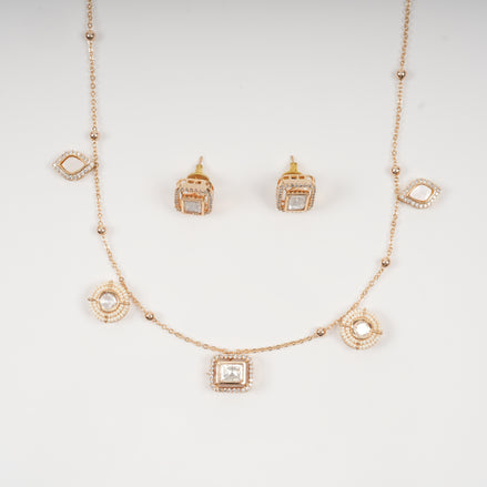 Crystal Pearl Charm Necklace Set