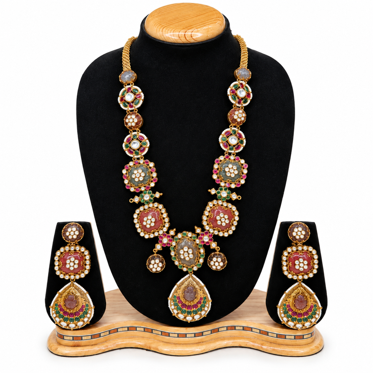 Rajwadi Meenakari Lotus Necklace Set