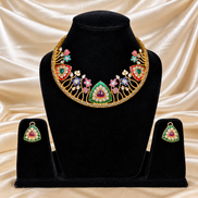 Meenakari Floral Kundan Collar Set