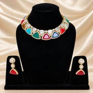Multicolor Polki Statement Necklace Set