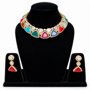 Multicolor Polki Statement Necklace Set