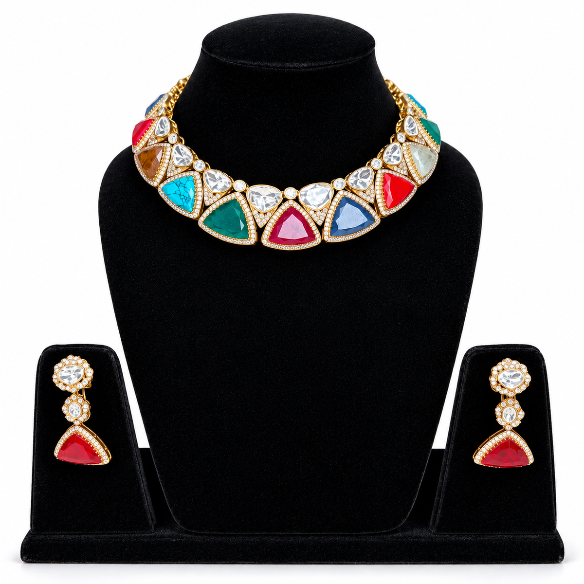 Multicolor Polki Statement Necklace Set