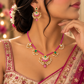 Gulab Emerald Heritage Necklace Set