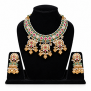 Emerald Kundan Jhumka Necklace Set