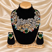 Royal Peacock Emerald Statement Necklace Set