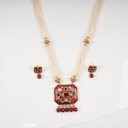 Ruby Heritage Pearl Statement Necklace Set