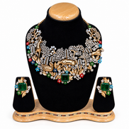 Royal Peacock Emerald Statement Necklace Set
