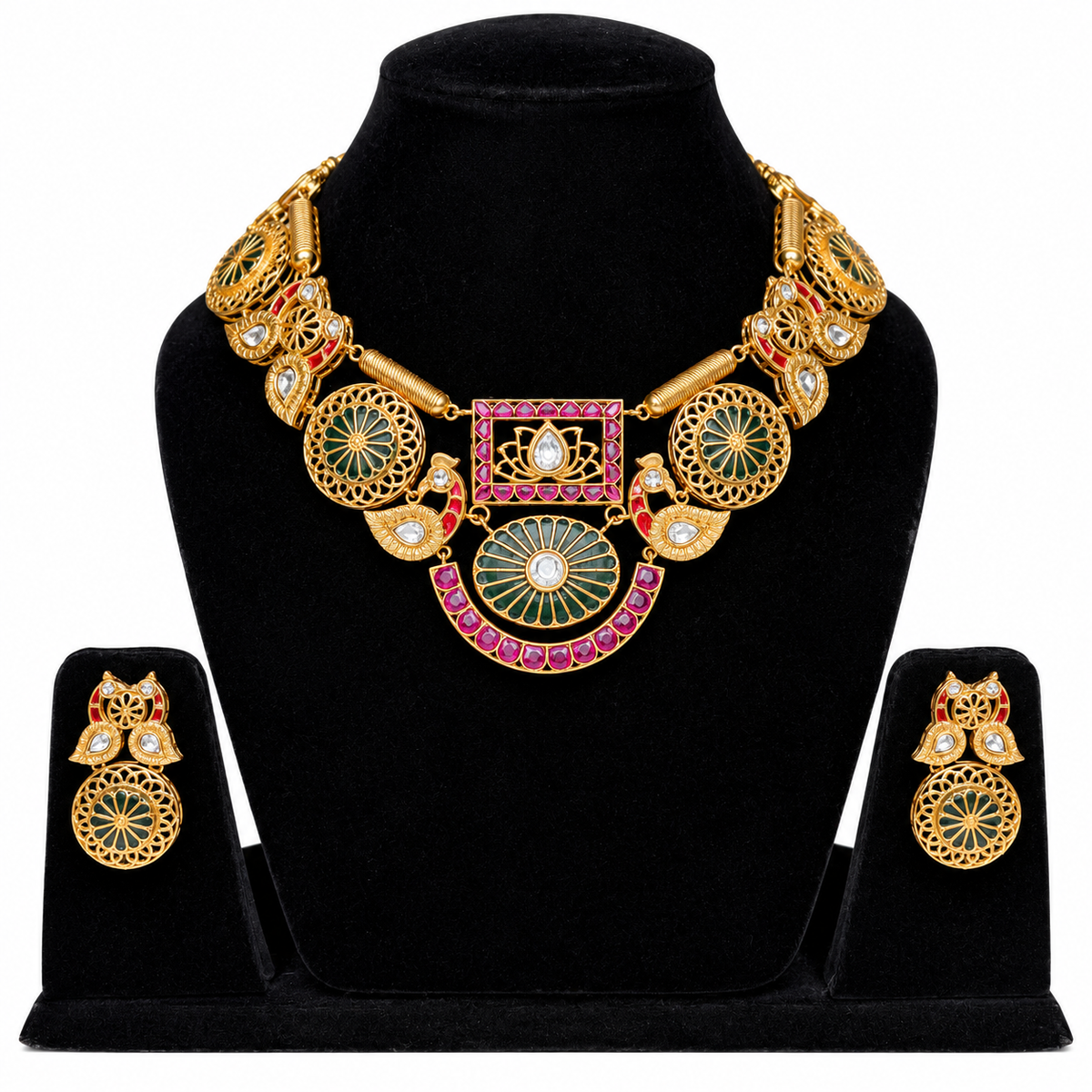 Royal Lotus Kundan Necklace Set
