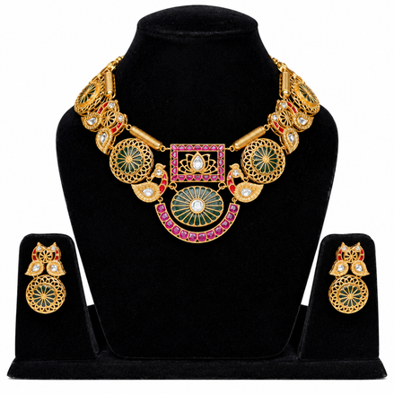 Royal Lotus Kundan Necklace Set