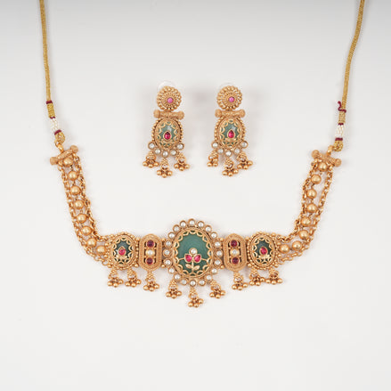 Royal Ruby Motif Heritage Necklace Set
