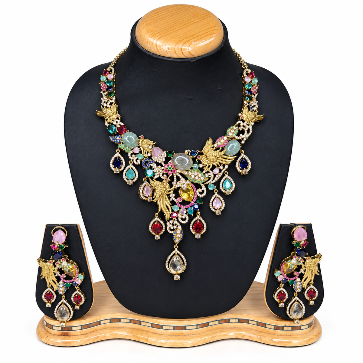 Royal Multicolor Peacock Necklace Set