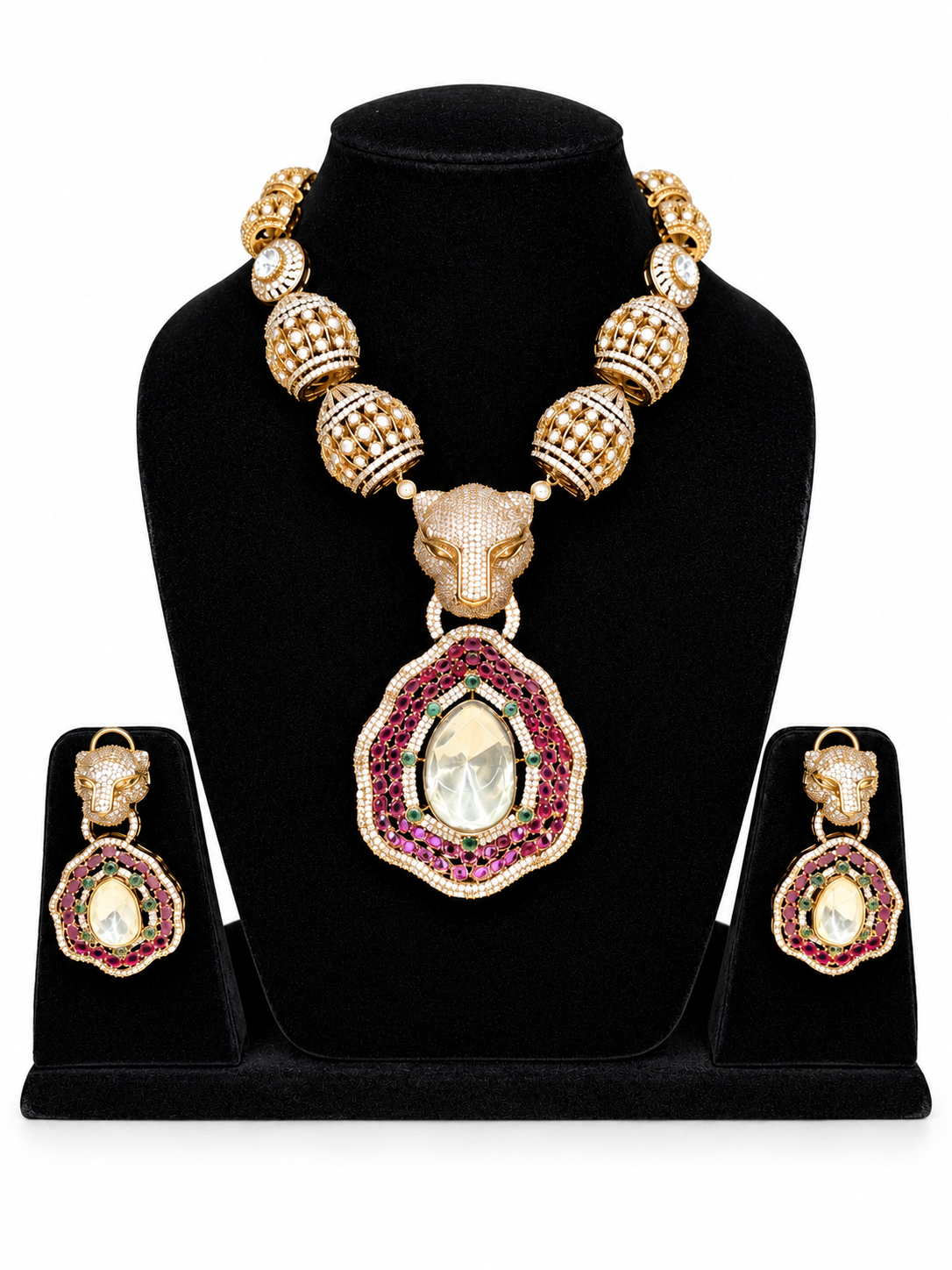 Emerald Green Heritage Pendant Necklace Set