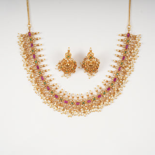 Floral Polki-Style Festive Necklace & Earring Set