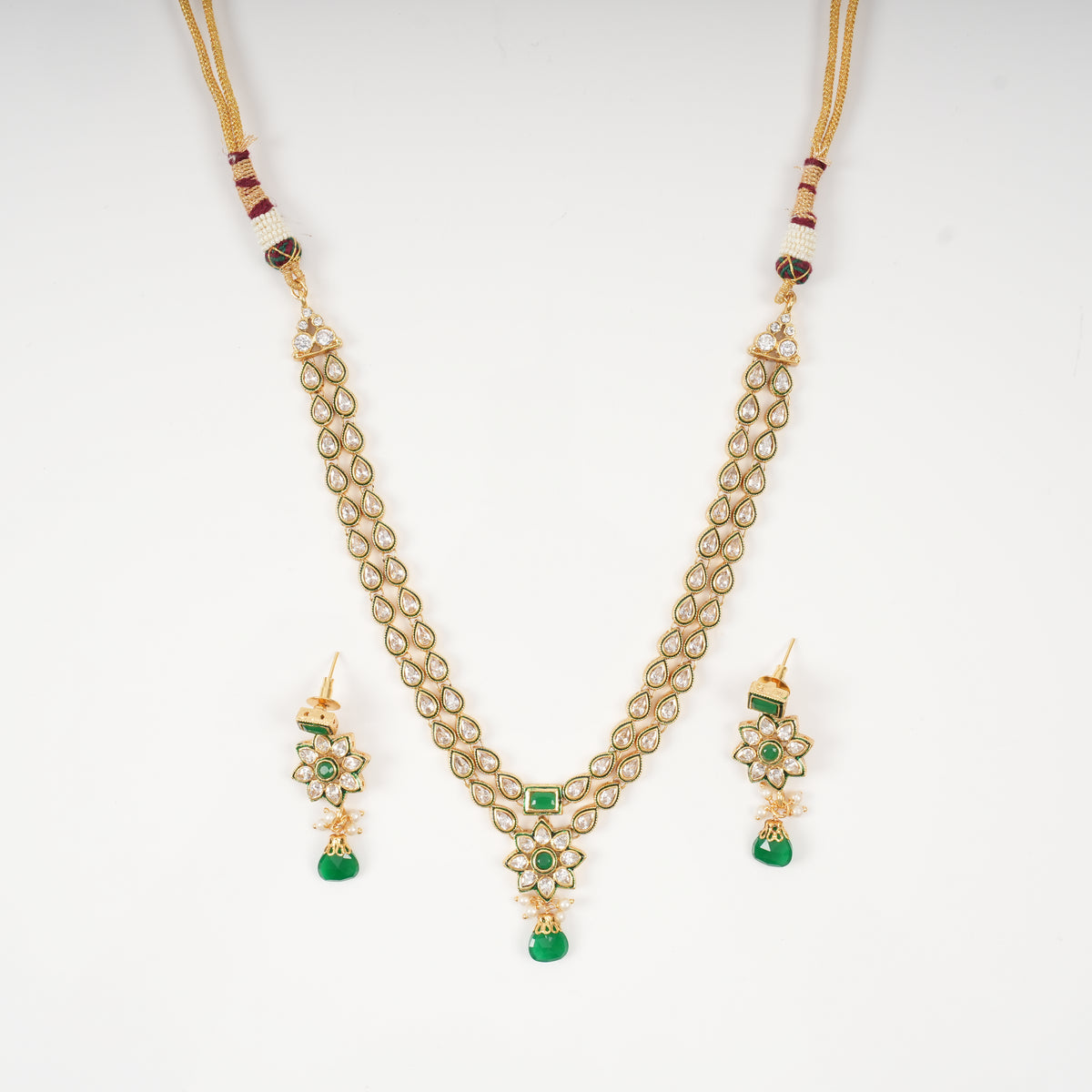 Emerald Bloom Royal Necklace Set