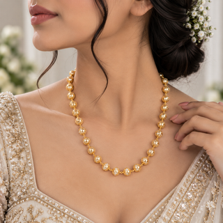 Handcrafted Filigree Pearl Bead Mala Necklace (Motimala)