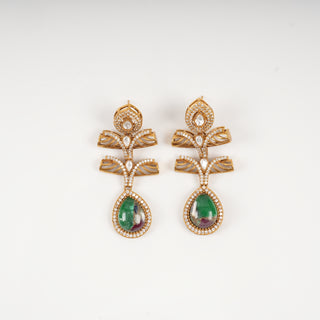 Barkha Dual-Tone Ruby-Zoisite Teardrop Statement Earrings