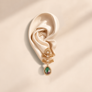 Barkha Dual-Tone Ruby-Zoisite Teardrop Statement Earrings