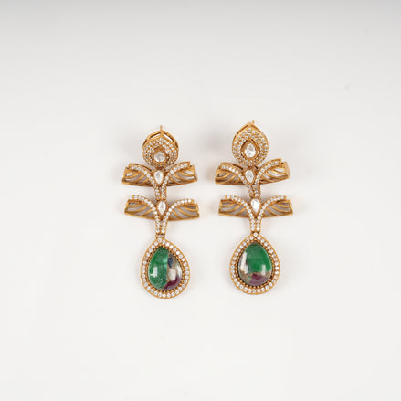 Barkha Dual-Tone Ruby-Zoisite Teardrop Statement Earrings