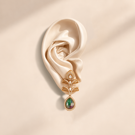 Barkha Dual-Tone Ruby-Zoisite Teardrop Statement Earrings