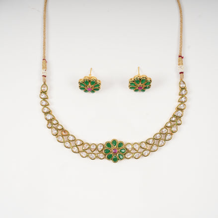 Emerald Floral Elegance Necklace Set