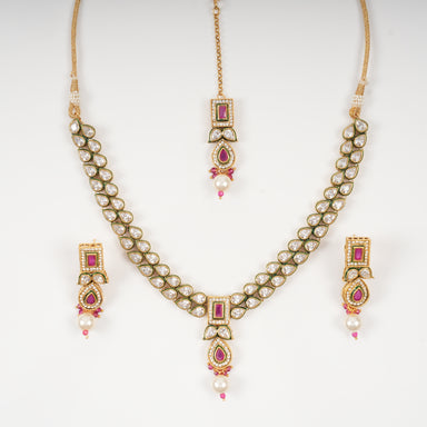 Ruby Pearl Royal Necklace Set