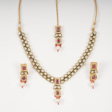 Ruby Pearl Royal Necklace Set
