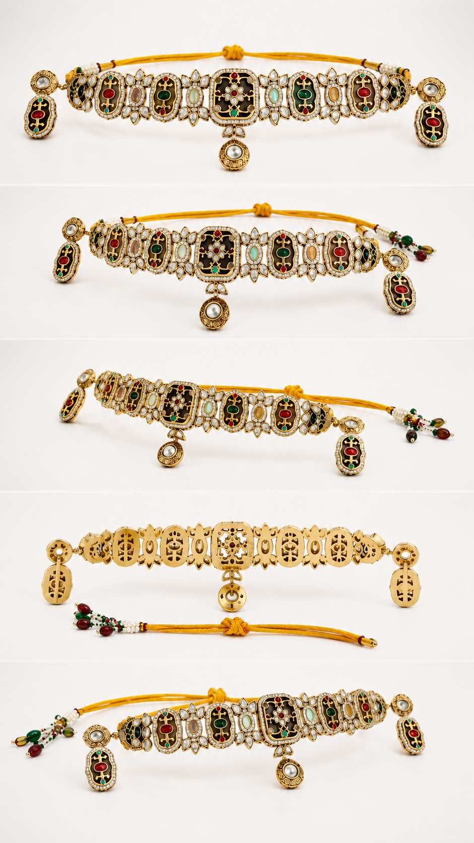 Traditional Meenakari-Inspired Stone-Studded Choker Necklace Set with Matching Earrings