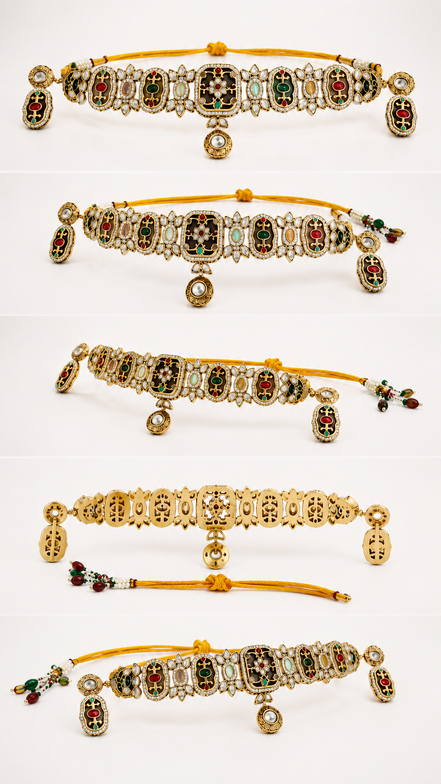 Traditional Meenakari-Inspired Stone-Studded Choker Necklace Set with Matching Earrings