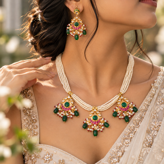 Emerald Pearl Royal Jewellery Set
