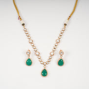 Title- Emerald Green Teardrop Semi-Precious Stone Necklace | Micro Gold Plated Jewellery